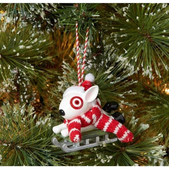 Target BULLSEYE Dog Ornament 2022 Sledding Dog Mascot Wondershop NWT - Picture 2 of 5
